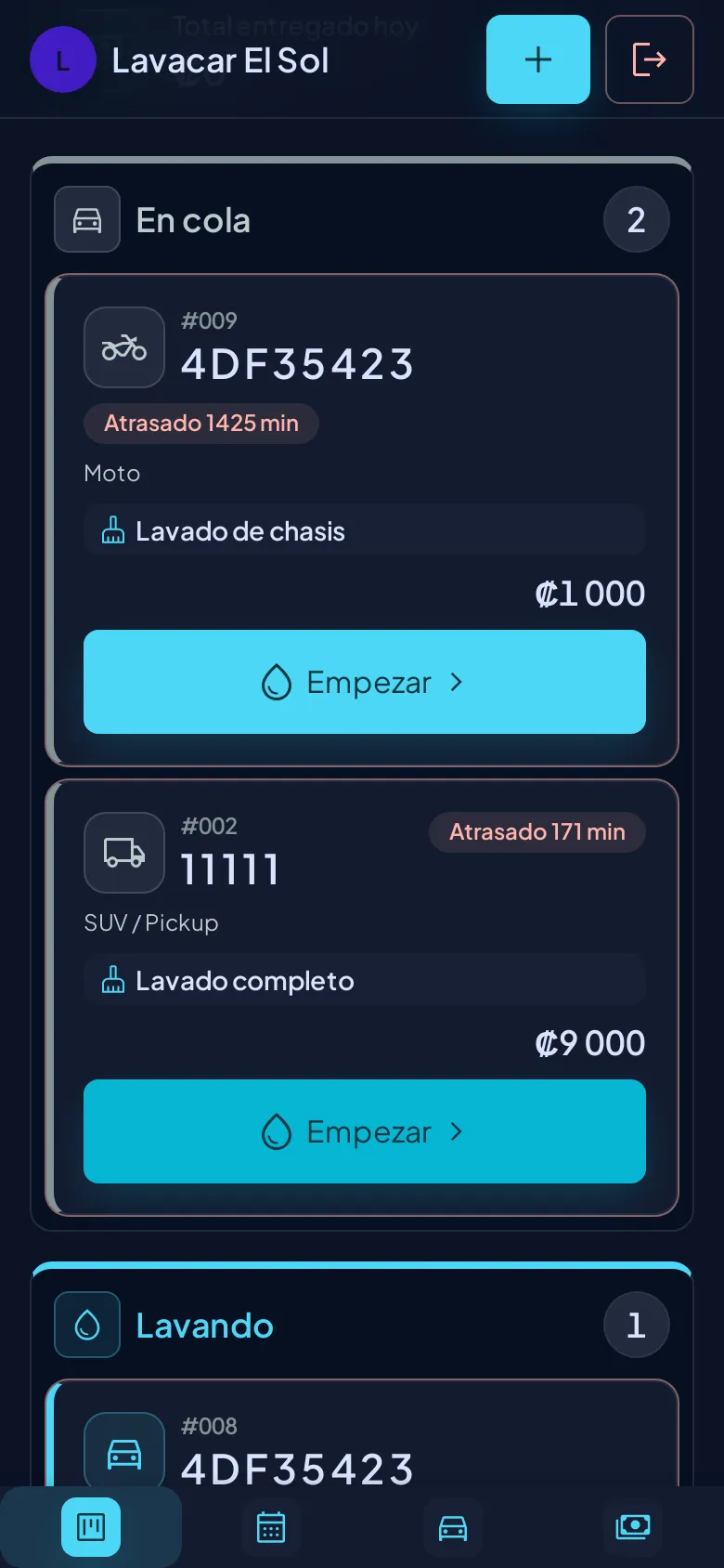 El mismo tablero en la pantalla de un celular